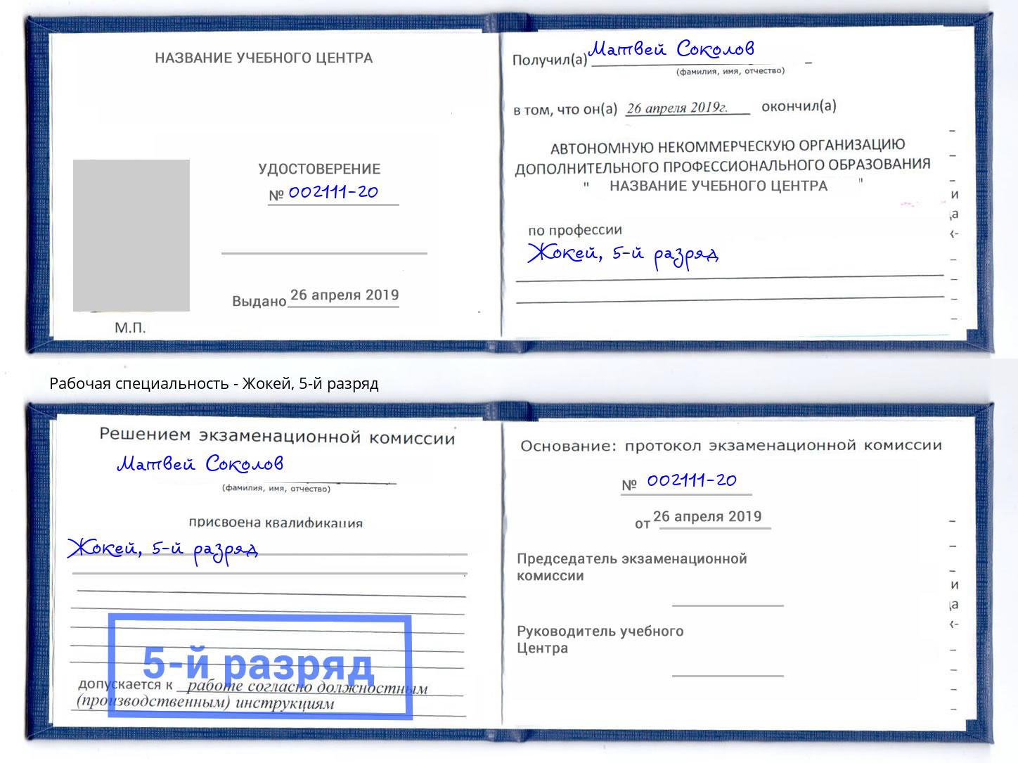 корочка 5-й разряд Жокей Гуково